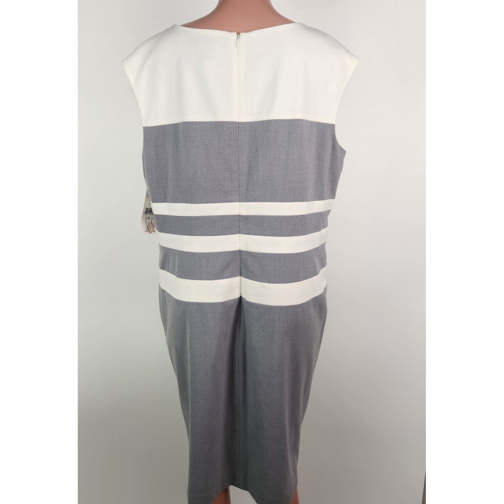 Lauren Ralph Lauren Classic Gray and White Sheath Dress Size 18‎ - Picture 2 of 6
